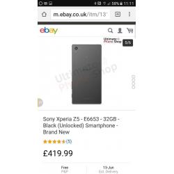 Sony xperia z5 32gb.brand new in box as it is being delivered today.