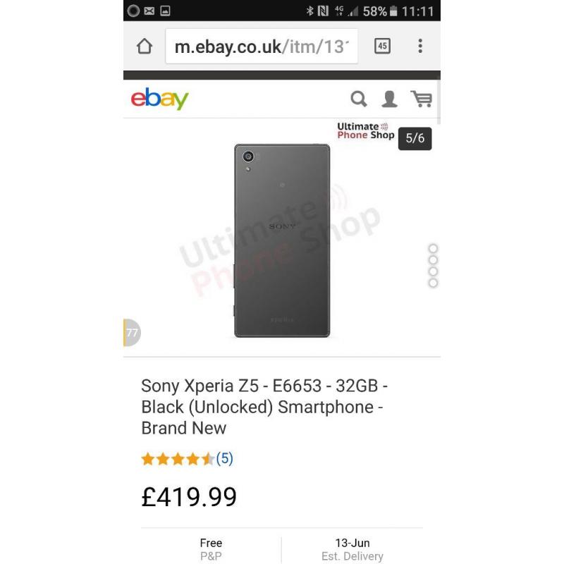 Sony xperia z5 32gb.brand new in box as it is being delivered today.