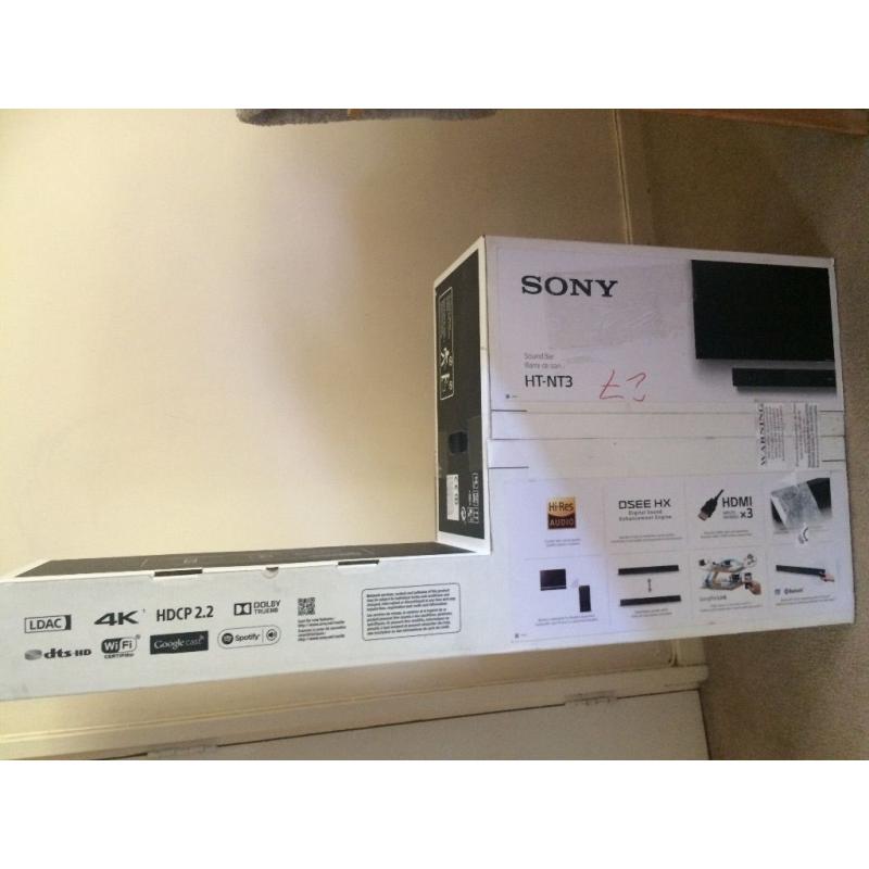 New Sony HT NT3 sound bar and wireless subwoofer