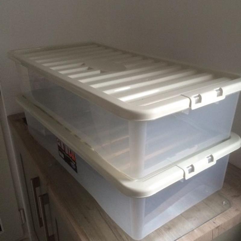 2 x underbed storage boxes