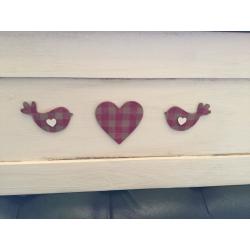 Pretty wooden storage/toy/blanket box with upholstered seat
