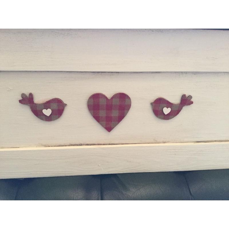 Pretty wooden storage/toy/blanket box with upholstered seat
