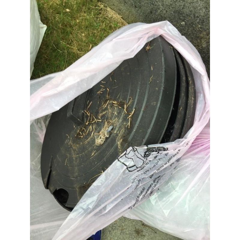 black bins with lids