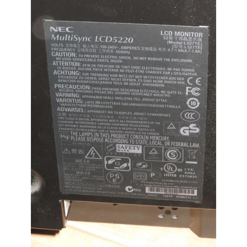 NEC MultiSync LCD5220-TMX4 52" 2x2 LCD TileMatrix Video Wall