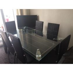 DINING TABLE GLASS WITH 6 CHAIRS