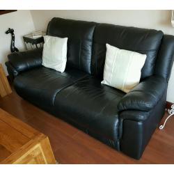 Black Leather 3 and 2 Seater sofas