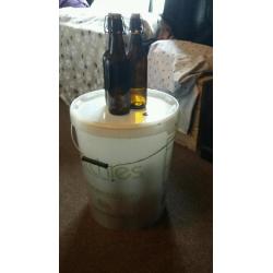 Brewing bin & beer bottles