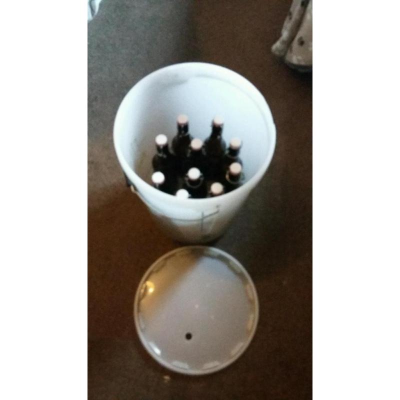 Brewing bin & beer bottles