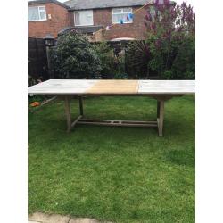 Patio garden table solid teak massive 118 inch X 47 inch and extra 32 inch extension