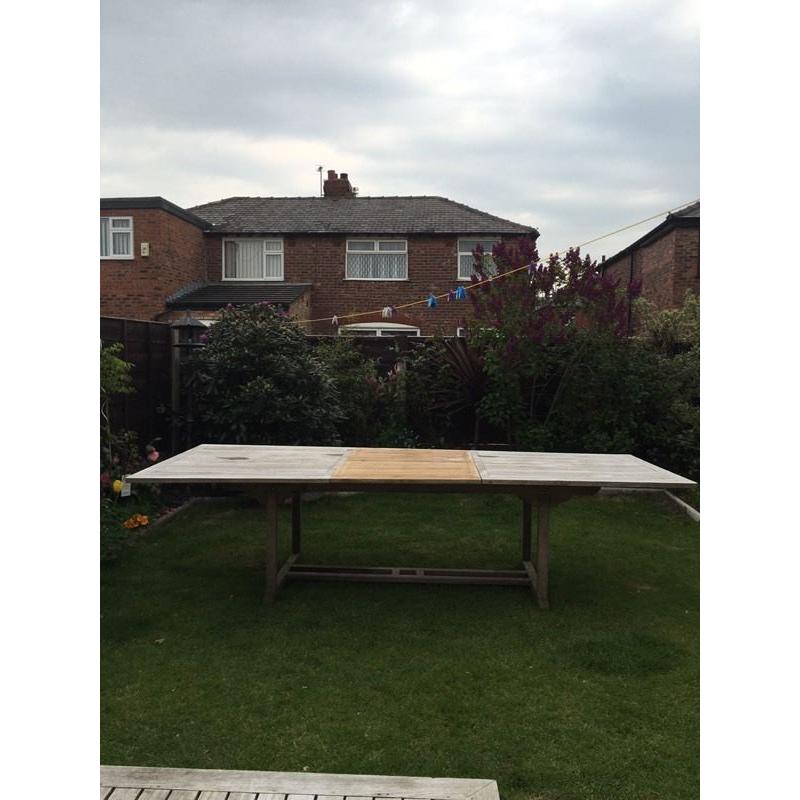 Patio garden table solid teak massive 118 inch X 47 inch and extra 32 inch extension
