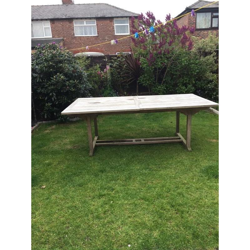 Patio garden table solid teak massive 118 inch X 47 inch and extra 32 inch extension