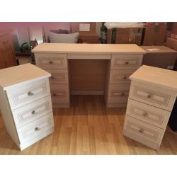 Light Oak Dressing Table and 2 Bedside Tables