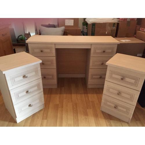 Light Oak Dressing Table and 2 Bedside Tables