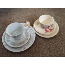 2x 3 piece teacup set