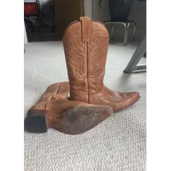 Unisex leather cowboy boots size 8