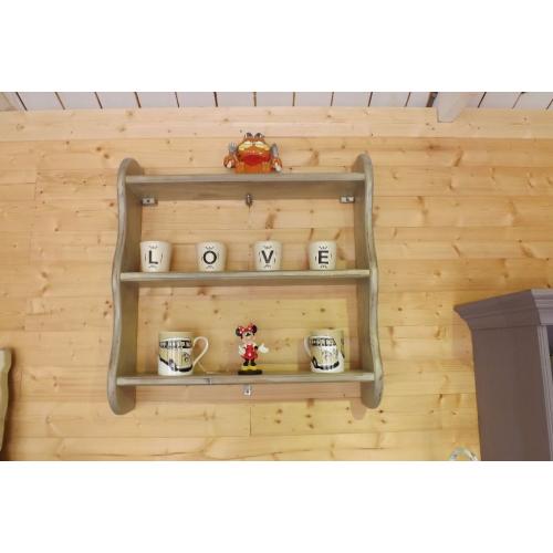Lovely Solid Pine Refurbished Country Shabby Chic Cream & Gold Pine Shelf