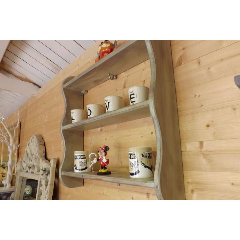Lovely Solid Pine Refurbished Country Shabby Chic Cream & Gold Pine Shelf