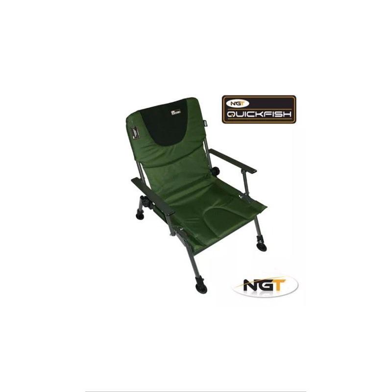 NEW NGT Reclining Folding Quickfish Chair With Armrests & Large Mud Feet