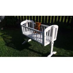 Baby white crib with mattress