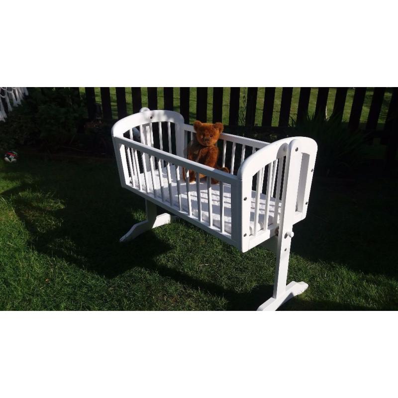 Baby white crib with mattress