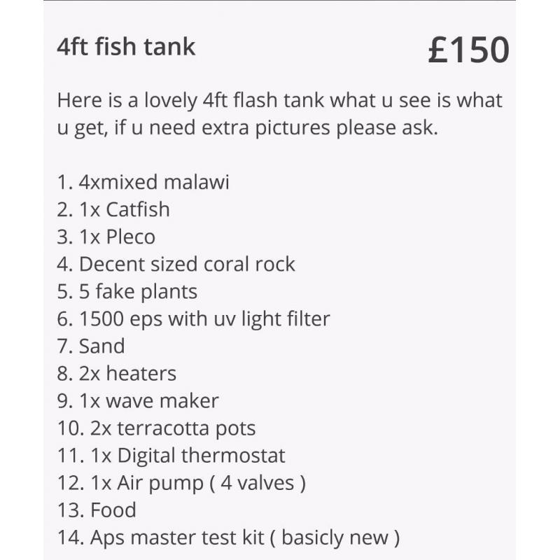 4ft fish tank