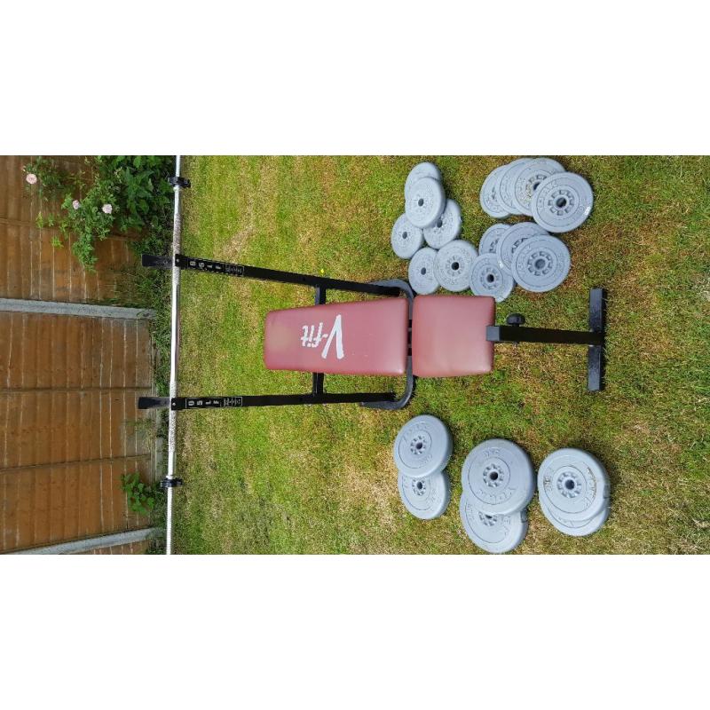 Weight bench and weights