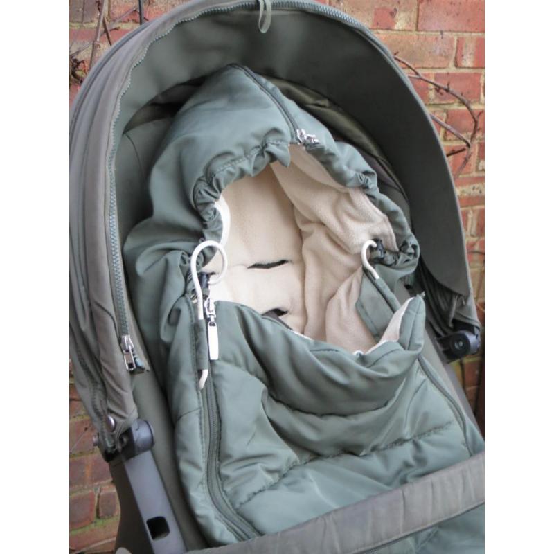 Olive green Stokke Explory 3 with loads of extras, good condition