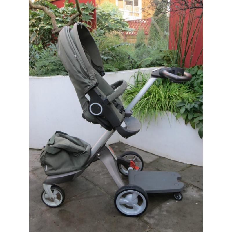 Olive green Stokke Explory 3 with loads of extras, good condition