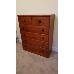 Wooden tall chest of drawers, good condition