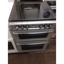 Black & silver new home 60cm ceramic hub electric cooker grill & fan oven good condition with guara