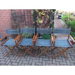 4 Folding Director Garden Chairs