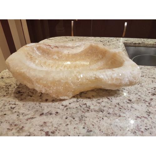 LARGE HEAVY HONEY ONXY RAW CRYSTAL BOWL FOR SALE