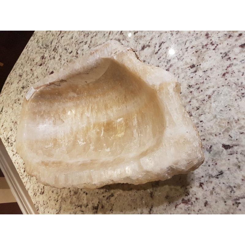 LARGE HEAVY HONEY ONXY RAW CRYSTAL BOWL FOR SALE