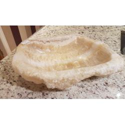 LARGE HEAVY HONEY ONXY RAW CRYSTAL BOWL FOR SALE