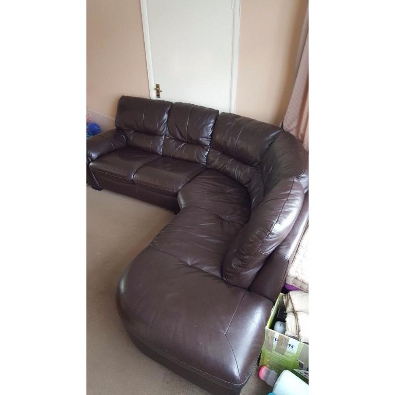 Sale brown leather angle sofa 6 seats