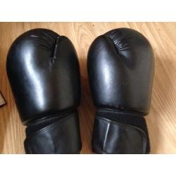 Kick boxing gloves, foot & shin pads, wraps, sparring mits, and bag