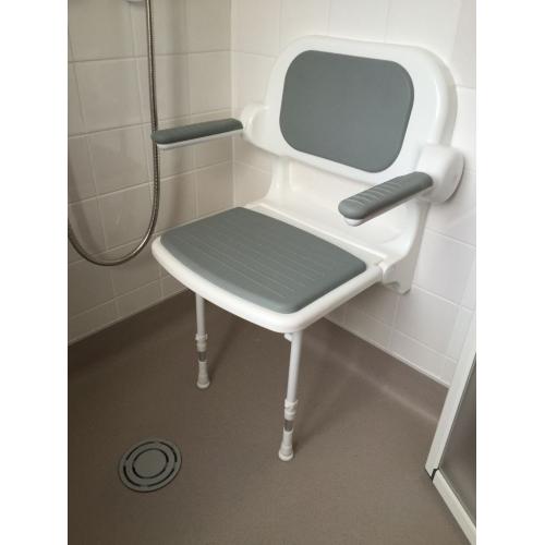 Wall mounted folding shower chair and seat