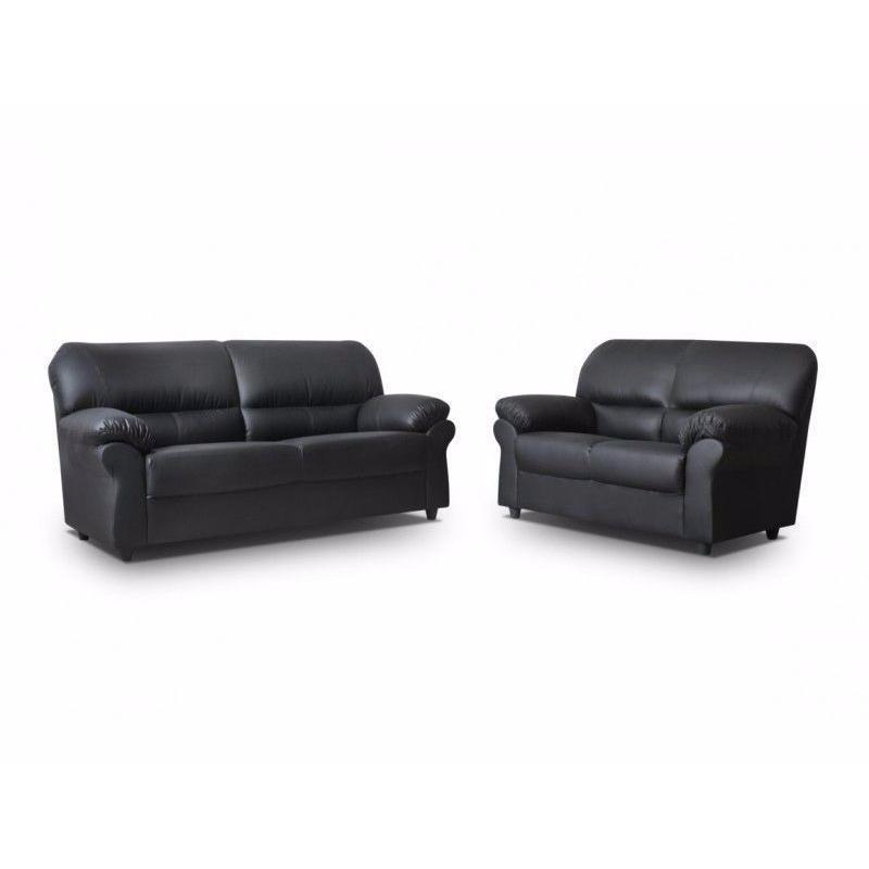 NEW STOCK OFFER // BRAND NEW CANDY PU LEATHER SOFA SUITE BLACK / BROWN