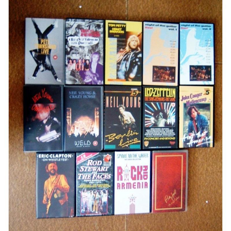 14 x Rock Music Videos - VGC - Zep-N.Young-Mellencamp-Petty-Townshend-Clapton-ETC