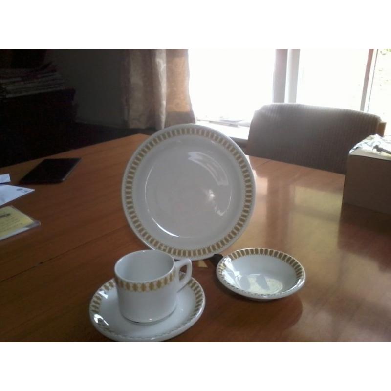 Mayfair Gold Hotelware Cups and Saucers,8.5" Plates and small Bowls