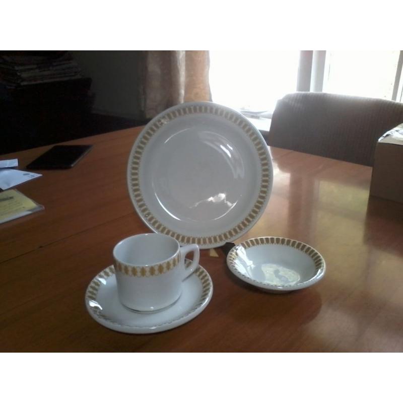 Mayfair Gold Hotelware Cups and Saucers,8.5" Plates and small Bowls