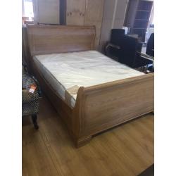 Ex-display***Solid oak kingsize sleigh bed frame*** with or without mattress!