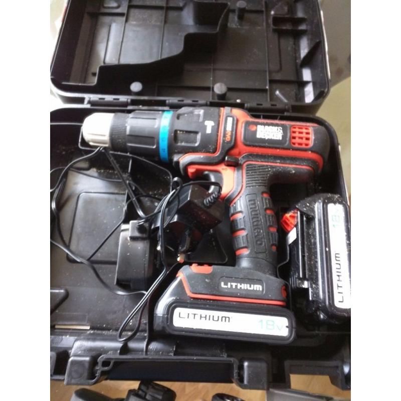 Black + Decker Multievo MT188KB-GB 18V Hammer Drill with Extra Battery and accessories
