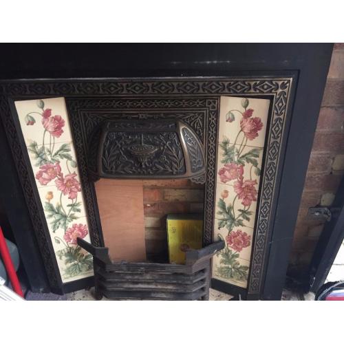BRASS FIRE PLACE AND MARBLE EFFECT SURROUNDING