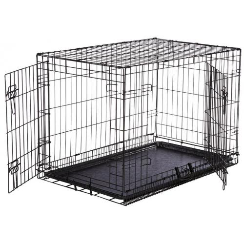 mazonBasics Double-Door Folding Metal Dog Crate - Medium