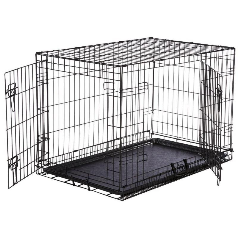 mazonBasics Double-Door Folding Metal Dog Crate - Medium
