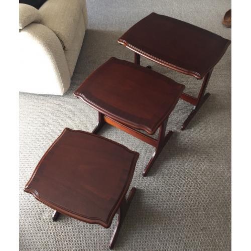 Nest of three tables in Mahogany