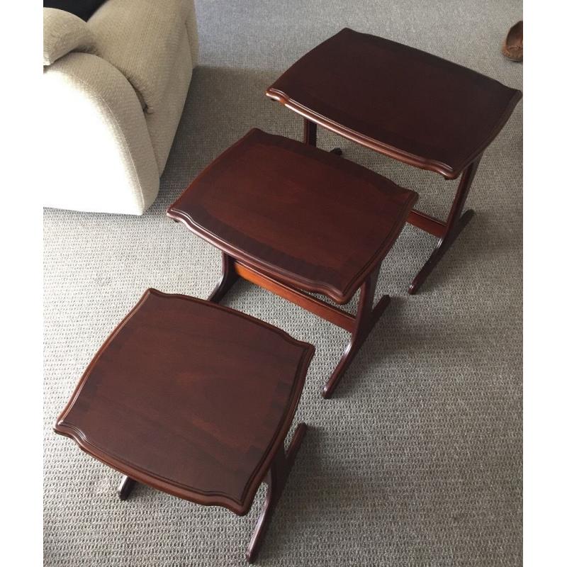 Nest of three tables in Mahogany