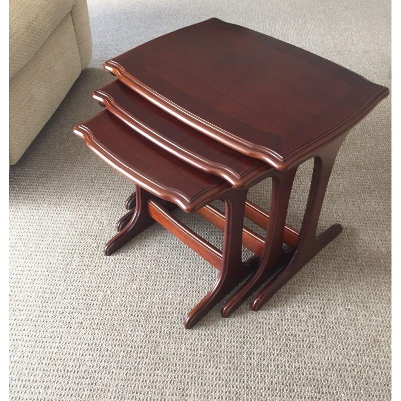 Nest of three tables in Mahogany