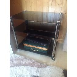 Tv table in black glass